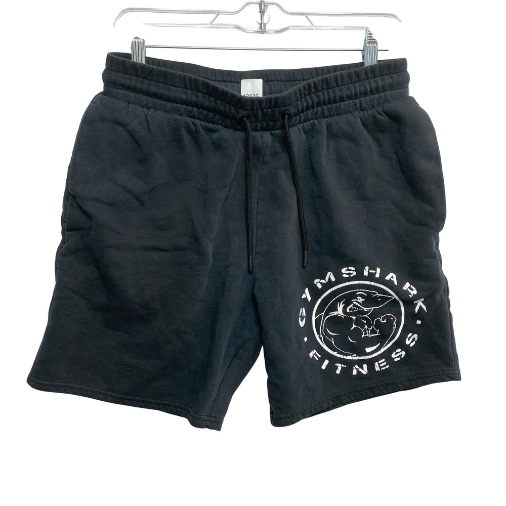 Gymshark Shorts Mens Small Black GMSH4255-BK Fitness Graphic Fleece Workout